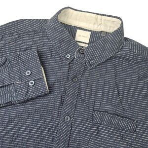 JB Holt Athletic Fit Men's Navy White Striped Cotton Button Down Shirt L Casual